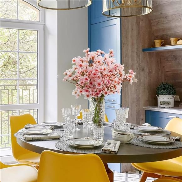 4Pcs Artificial Cherry Blossom Flower, Silk Peach Flowers Fake Plants For DIY - Picture 7 of 7